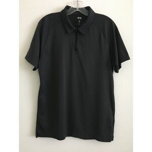 UNIQLO Dry-EX Polo Shirt Men's M Black 1/4 Zip Performance Golf Athletic